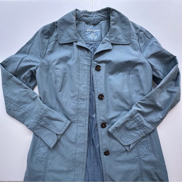 Eddie Bauer‎ mid length trench coat button closure periwinkle blue women’s XS - Picture 4 of 13